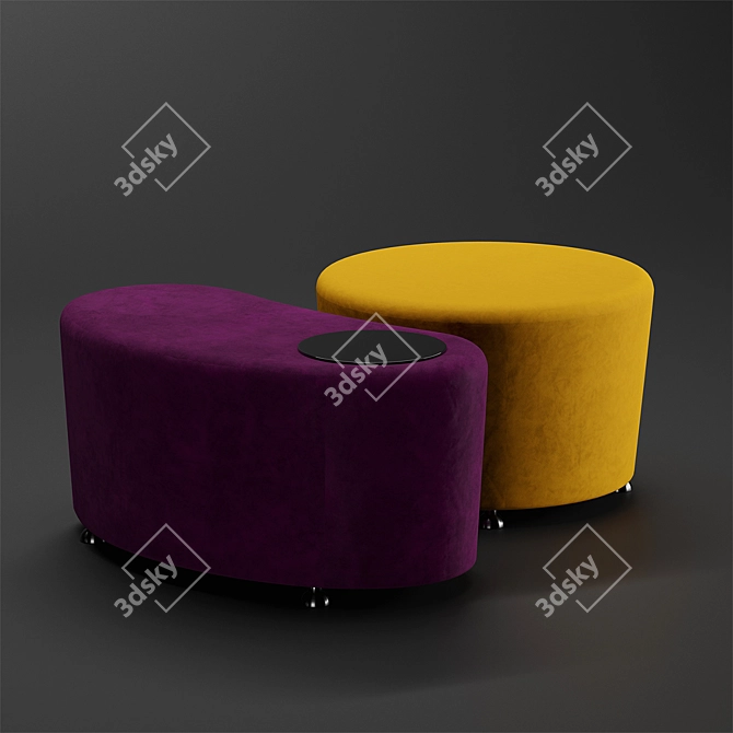 Dumbo Velvet Chrome Pouf 3D model image 1