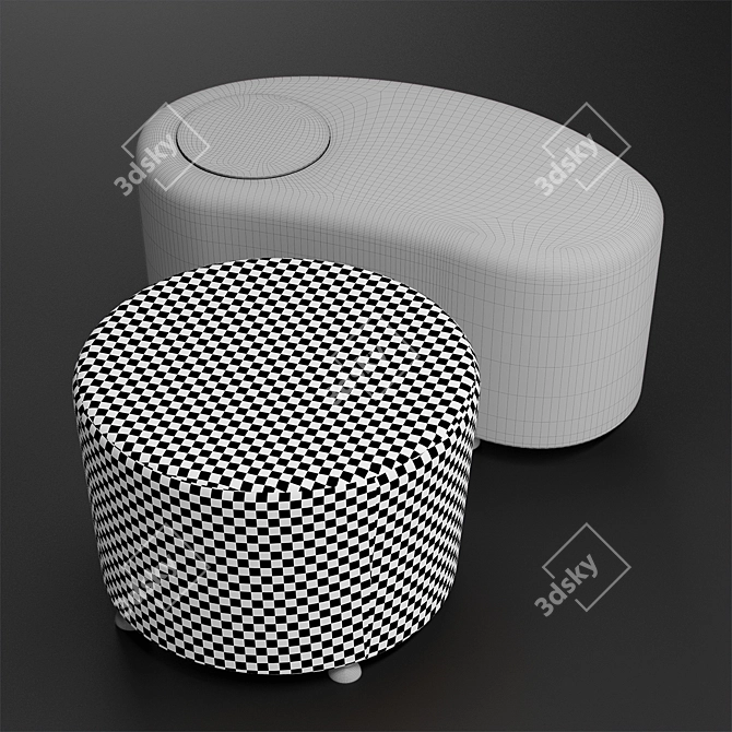 Dumbo Velvet Chrome Pouf 3D model image 4