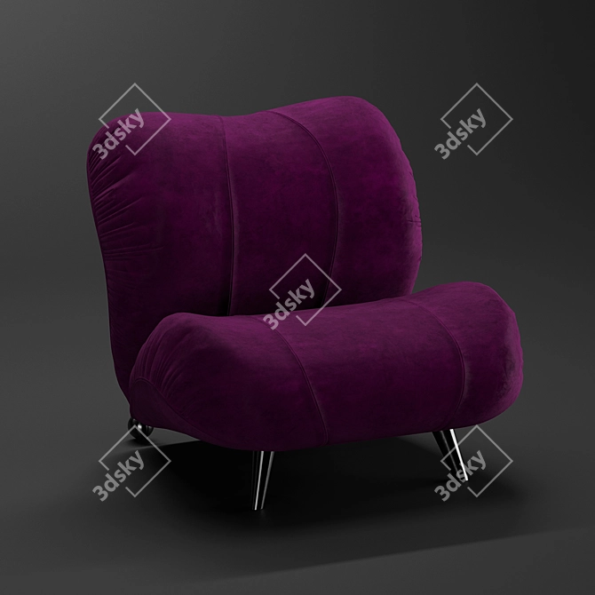 Italian Dumbo Armchair: Velvet & Leather 3D model image 1