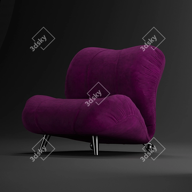 Italian Dumbo Armchair: Velvet & Leather 3D model image 2