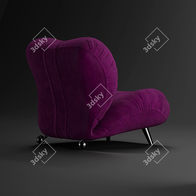Italian Dumbo Armchair: Velvet & Leather 3D model image 3