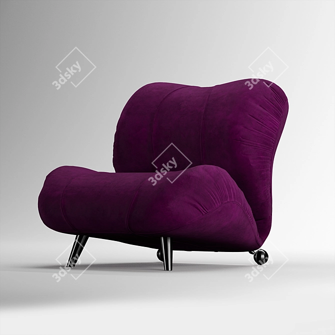 Italian Dumbo Armchair: Velvet & Leather 3D model image 6