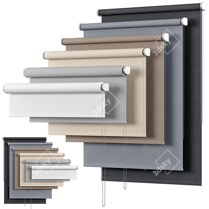 Blackout Roller Blind | Adjustable Sizes & Colors 3D model image 1