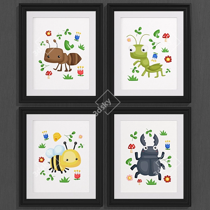 Whimsical Bug Art Collection 3D model image 1