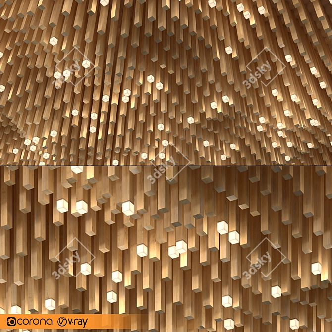 Faux Wood Ceiling Panels 3D model image 1