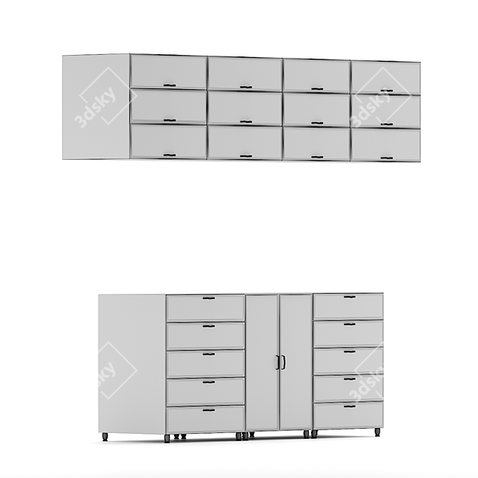 Sleek Kitchen Cabinets 3D model image 4