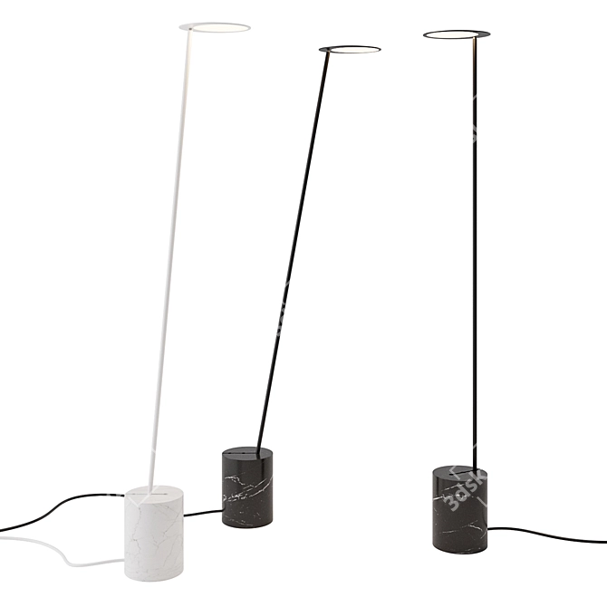Circles and Rising Floor Lamp: Elegant Illumination by Millelumen 3D model image 3