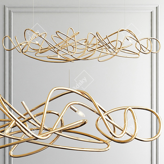 Modern Linear Chandelier: Terzani Doodle 3D model image 4