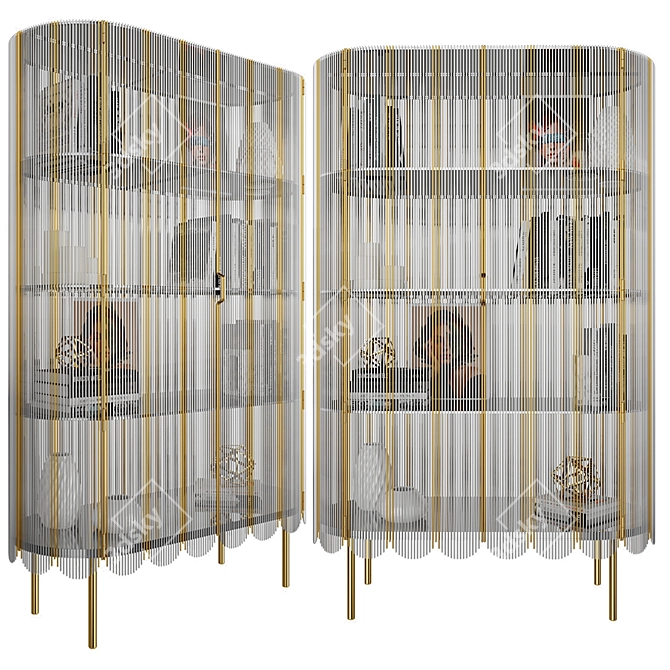 Metallic Elegance: Strings Cabinet Gold 3D model image 4