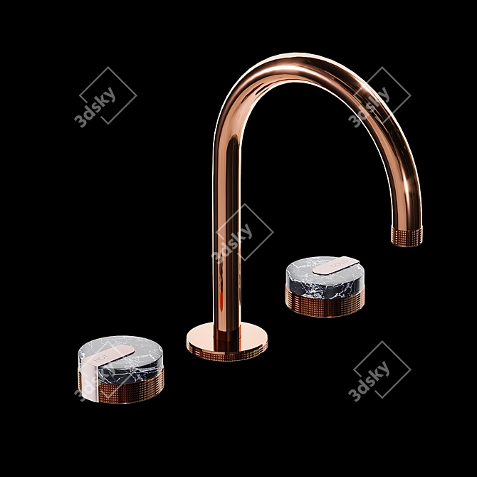 Customizable Three-Hole Washbasin Mixer 3D model image 1