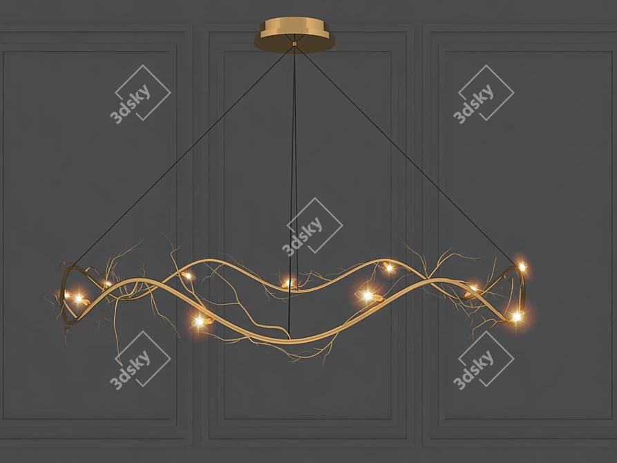 Elegant Branches Ceiling Chandelier 3D model image 1