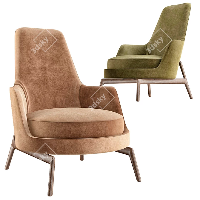 Elegant Flexform LEDA Chair 3D model image 1