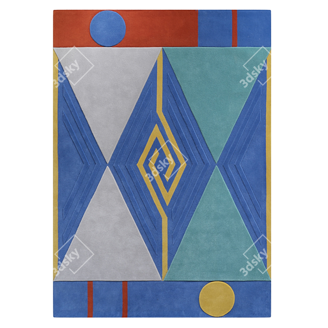 Dyad Hand-Tufted Rug: Wool & Bamboo 3D model image 1