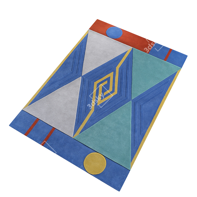 Dyad Hand-Tufted Rug: Wool & Bamboo 3D model image 2