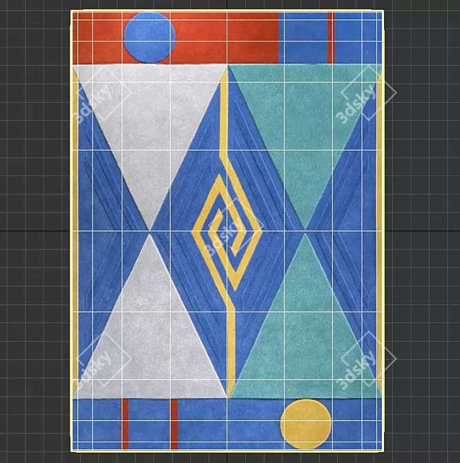 Dyad Hand-Tufted Rug: Wool & Bamboo 3D model image 3