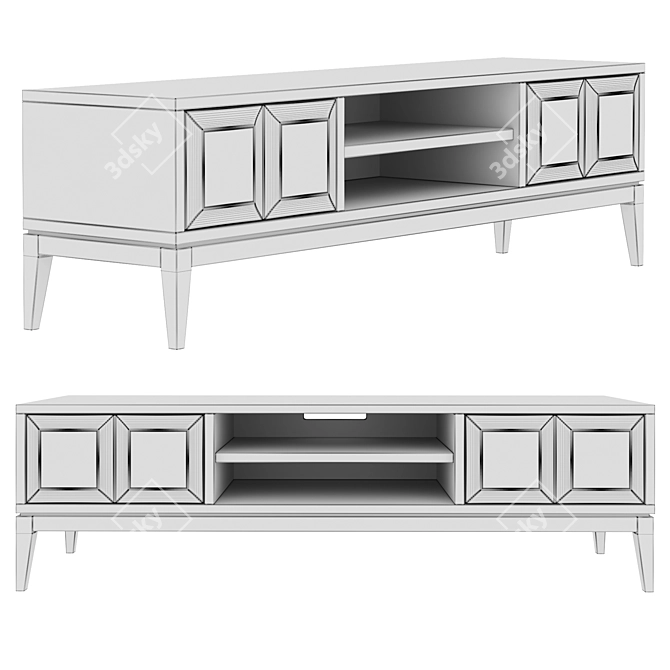 Dantone Home Austin TV Stand: Modern 2-Drawer Design 3D model image 2