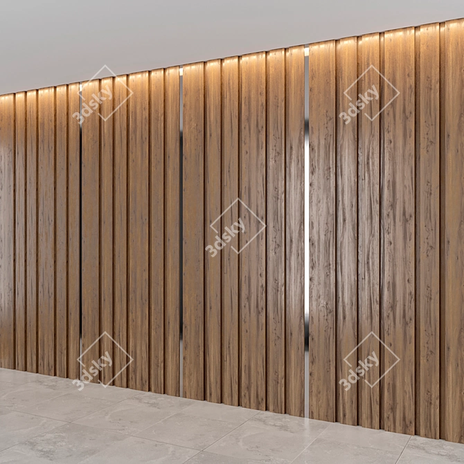 Title: Natural Wood Paneling 3D model image 1