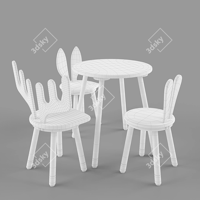 Cute Animal Children's Chairs and Table 3D model image 10