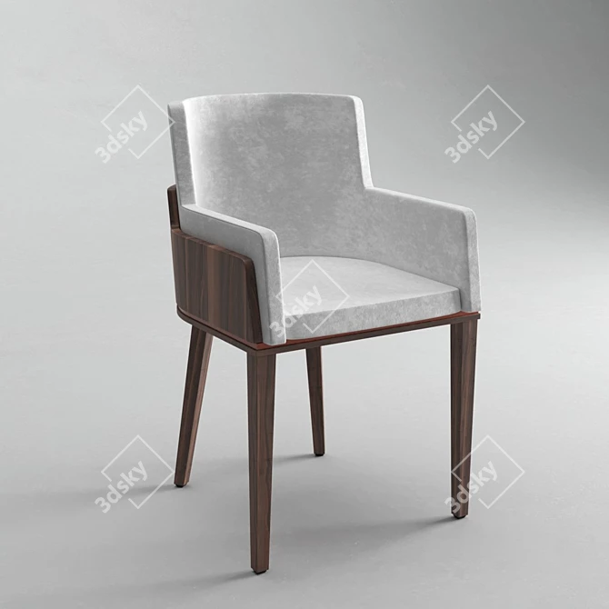 Elegant Walnut Cator Dining Chair 3D model image 2