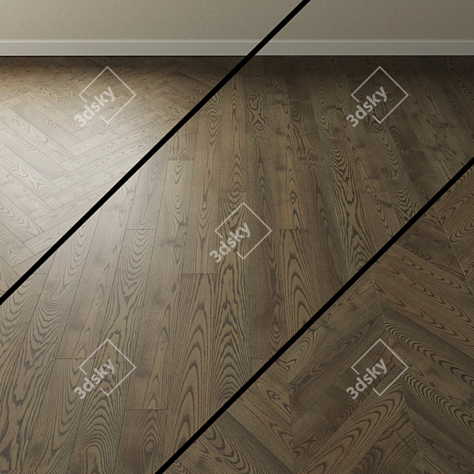 Riviera Gray Ash Chevron Parquet 3D model image 2