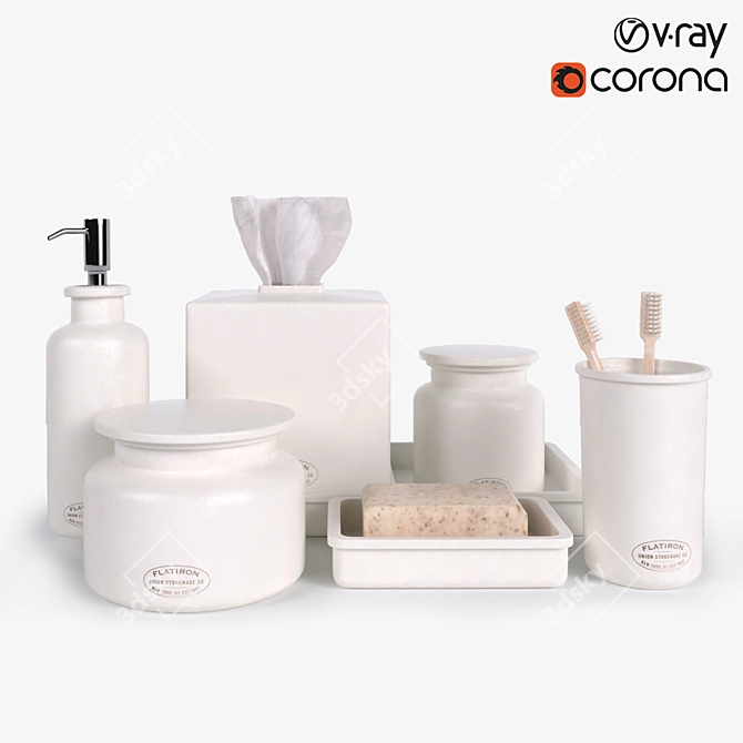 Flatiron Stoneware Bath Accessories 3D model image 1