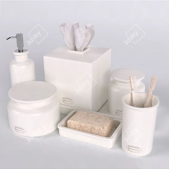 Flatiron Stoneware Bath Accessories 3D model image 2