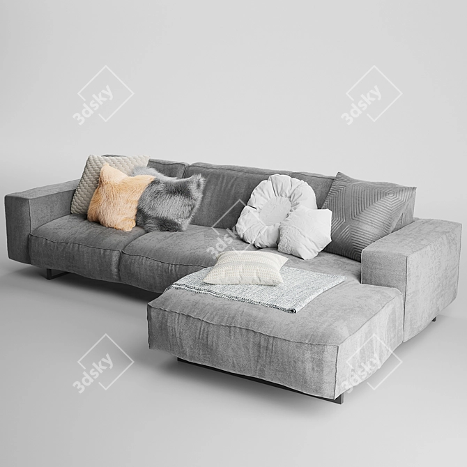 Elegant Diane Corner Sofa 3D model image 3
