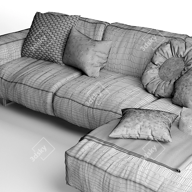 Elegant Diane Corner Sofa 3D model image 5