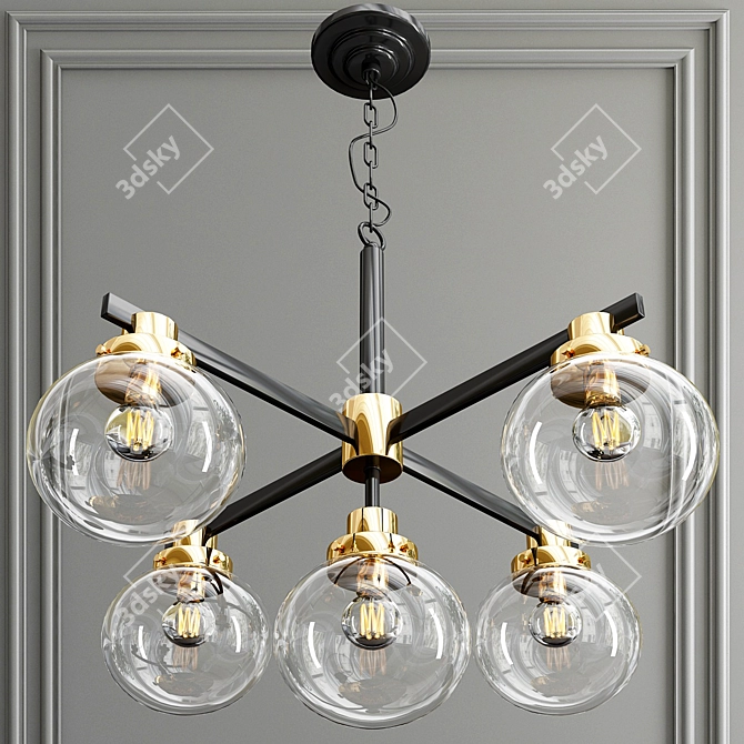 McKinnon Glass Globe Chandelier 3D model image 3