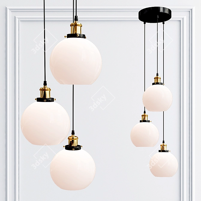 Minimalist Black Chandelier 3D model image 1