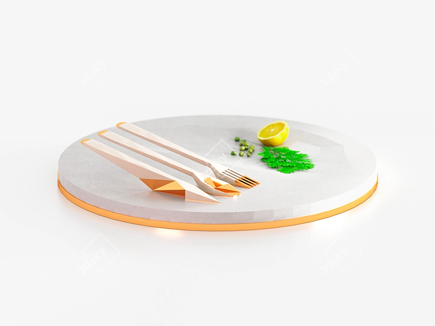 Modern ZED Cutlery Set: Sleek Design, Durable Quality 3D model image 2