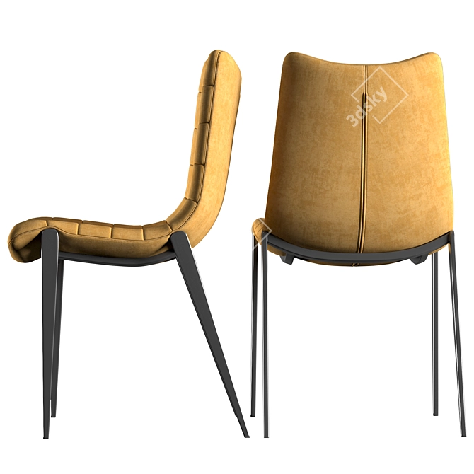 Industrial Tan Leather Chair with Black Iron Legs 3D model image 2