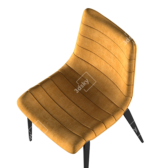 Industrial Tan Leather Chair with Black Iron Legs 3D model image 3