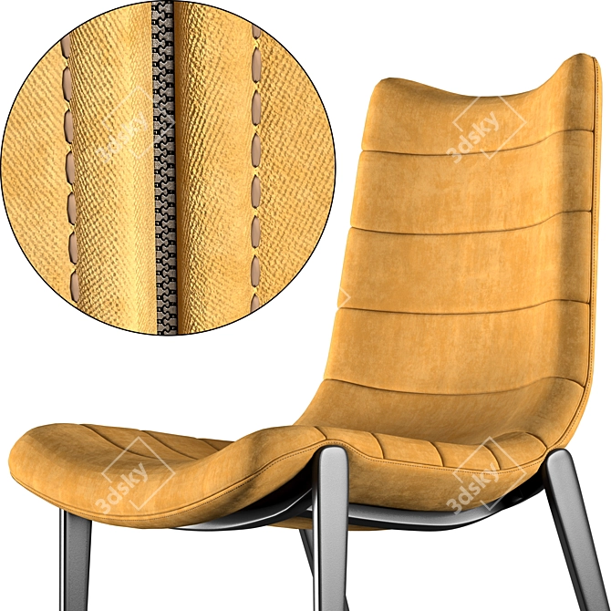 Industrial Tan Leather Chair with Black Iron Legs 3D model image 4