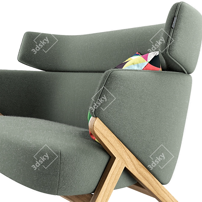 Scandinavian Oak Framed Cordial Sofa 3D model image 9