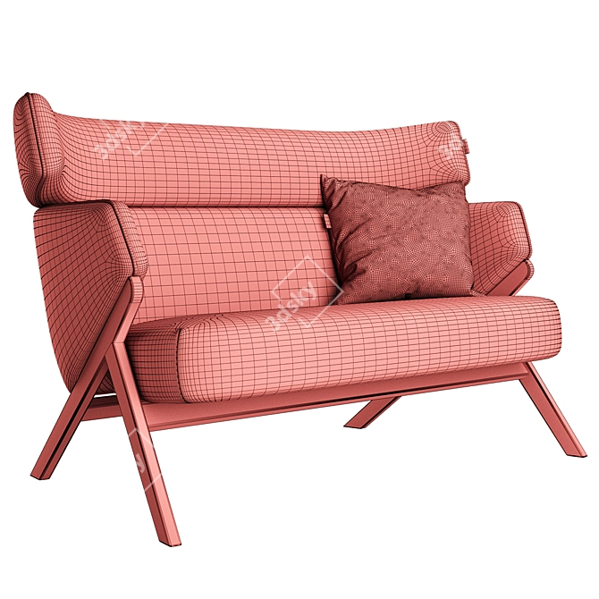 Scandinavian Oak Framed Cordial Sofa 3D model image 10