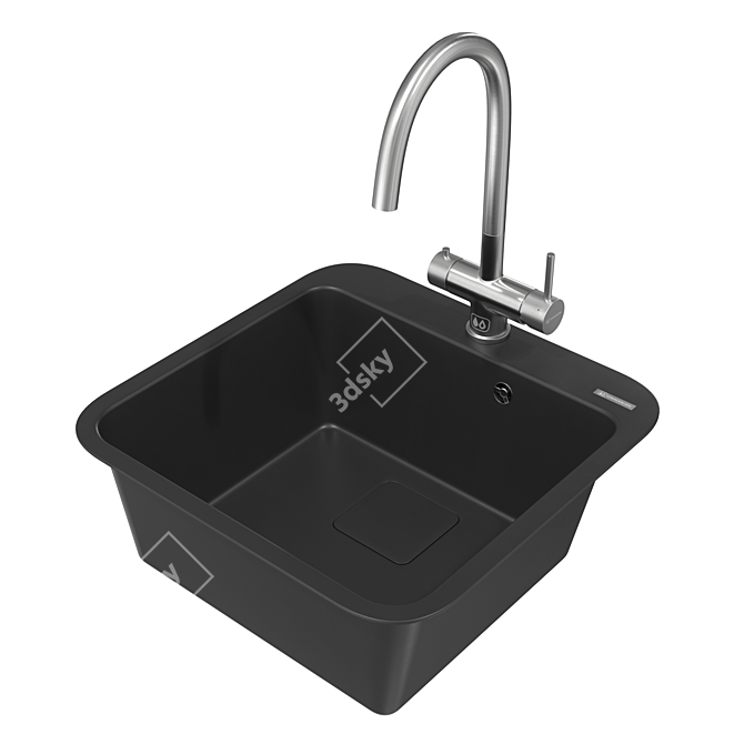 Omoikiri Tasogare-51-BL: Stylish Inset Sink & Faucet Bundle 3D model image 1