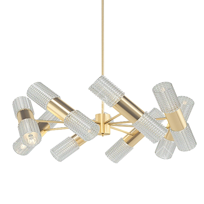 Modernist Gemma Brass Chandelier Set 3D model image 4