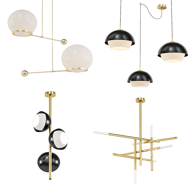 Modern Chandelier Collection - Set124 3D model image 1