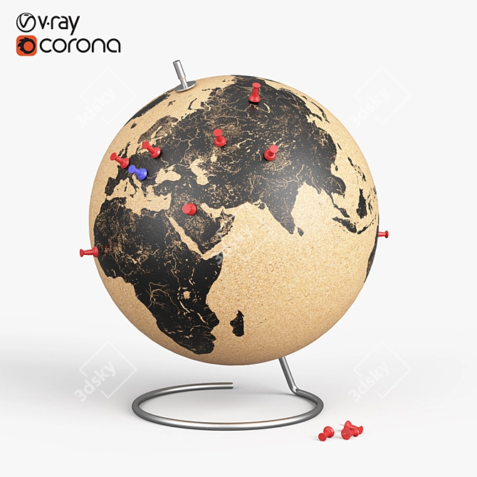 Cork Globe: Earthly Elegance 3D model image 1