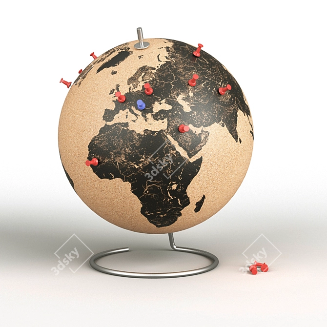 Cork Globe: Earthly Elegance 3D model image 2