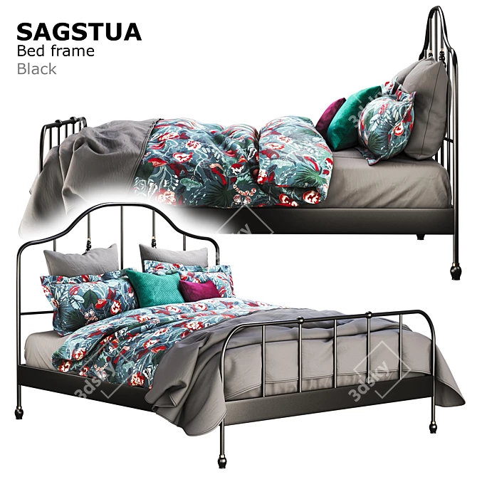 Sleek and Stylish: Ikea Sagstua Bed 3D model image 1