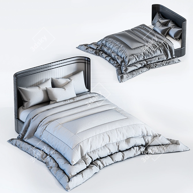 Minimalist Modern Bed 008 3D model image 2