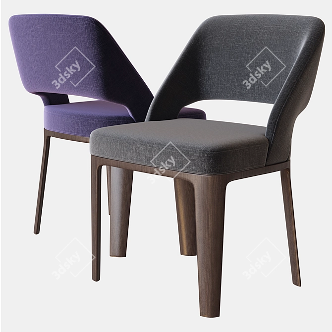 Minotti Owens Chair: Wood Base 3D model image 2
