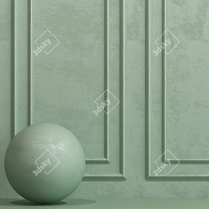 Smoke Green Decorative Plaster with Molding 3D model image 2
