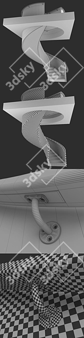 Spiral Staircase 2012: Wood & Metal, 20 Steps 3D model image 4
