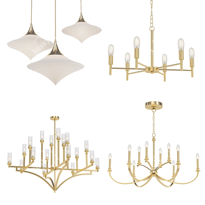 Modern Golden Pendant Lights 3D model image 1
