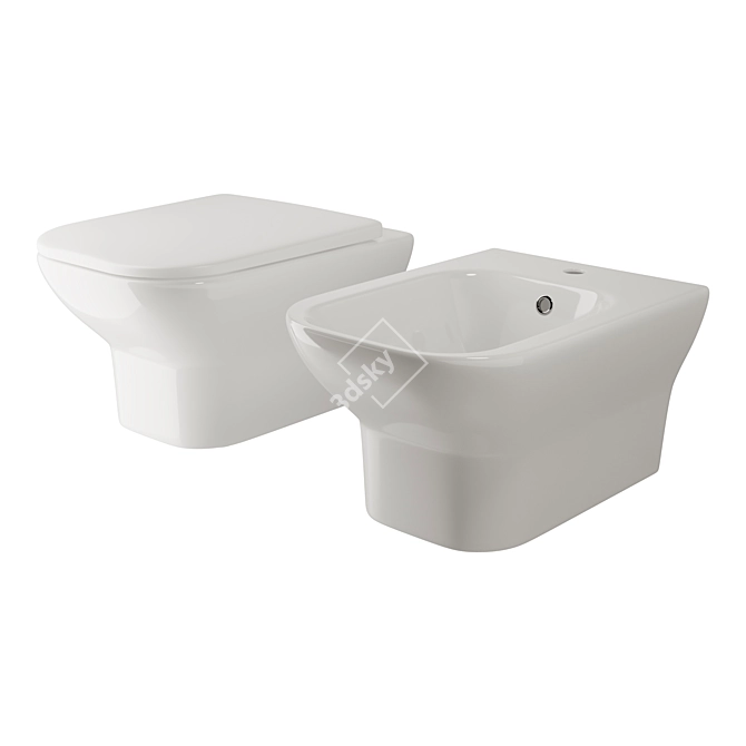 Elevate Your Bathroom with the Enjoy Wall Hung Toilet 3D model image 1
