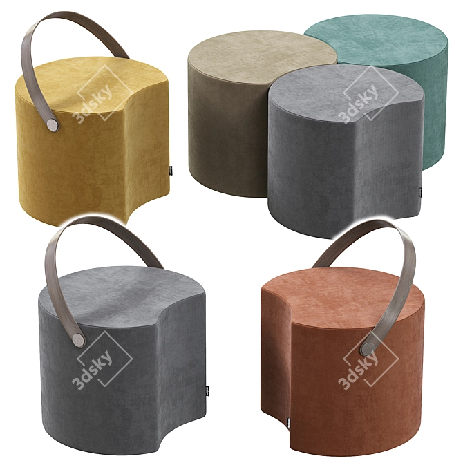 Modular Round Fabric Pouf 3D model image 2
