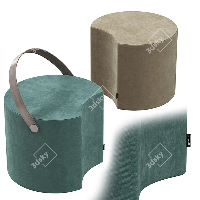 Modular Round Fabric Pouf 3D model image 3